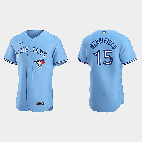 Mens Toronto Blue Jays #15 Whit Merrifield Nike Powder Blue Alternate FlexBase Player Jersey